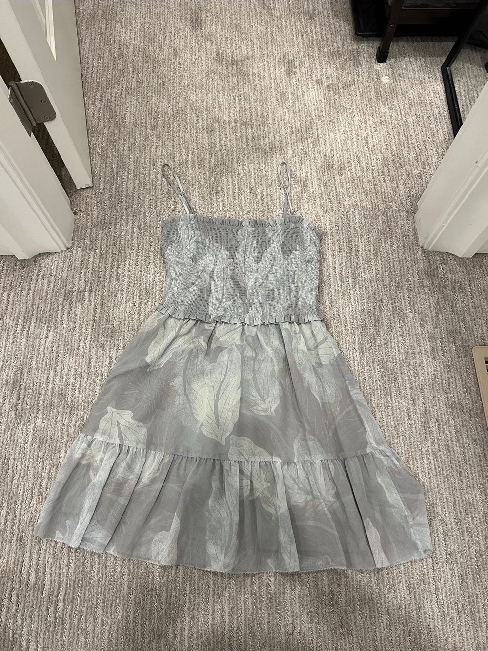 Wilfred Light Gray Floral Tiered Sundress